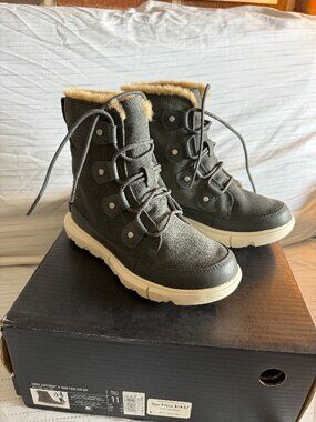 SOREL Explorer II Joan Faux Fur WP Women's 6 "Stone Green" Waterproof Boot NWT